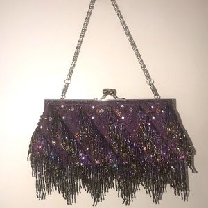 Purple Beaded Clutch
